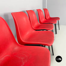 Charger l&#39;image dans la galerie, Stackable chairs in red plastic and black metal, 2000
