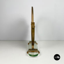 画像をギャラリービューアに読み込む, Adjustable table mirror in brass, glass and wood, 1950s
