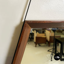 Load image into Gallery viewer, Wall mirror in wood and black leather, 1960s
