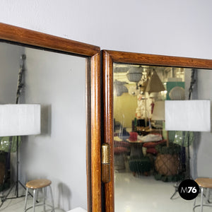 Self-supporting floor mirror in wood, 1940s