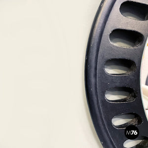 Round wall mirror in black wood, 20th century