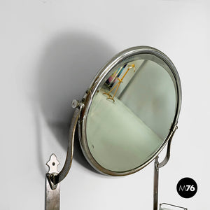 Wall mirror with shelf in glass and metal, 1930s