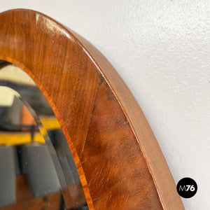 Oval shaped wall mirror with wooden frame, 1960s