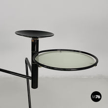 画像をギャラリービューアに読み込む, Coffe table with ashtray in black metal and glass, 1980s
