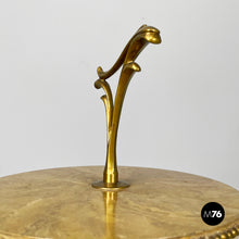 Load image into Gallery viewer, Coffee table in brass and wood with marble effect, 1960s

