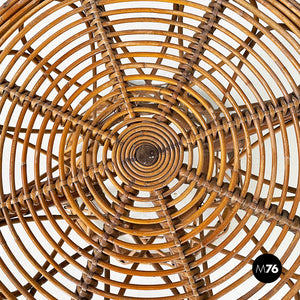 Round coffee table in rattan, 1960s