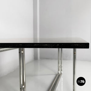 Dining table in smoked glass and steel, 1970s