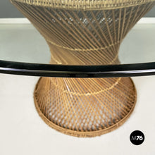 Load image into Gallery viewer, Round dining table in grass and rattan, 1960s
