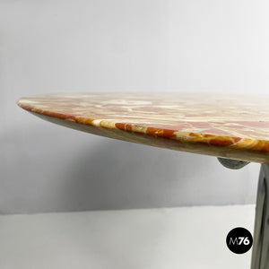 Dining table in red marble and steel, 1970s