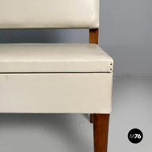 Load image into Gallery viewer, Bench in wood and white leather, 1940s

