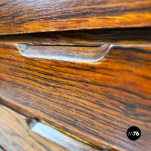 将图片加载到图库查看器，Desk in wood, black metal and brass, 1960s
