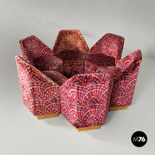 画像をギャラリービューアに読み込む, Armchairs in fabric and wood, 1970s
