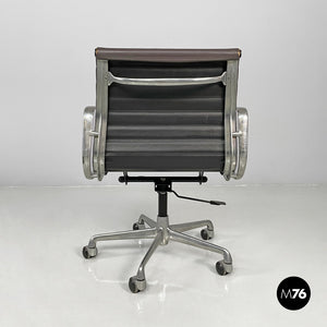Dark grey leather office chair by Charles and Ray Eames for ICF, 1970s