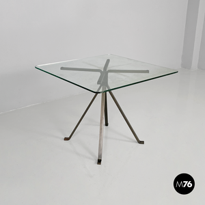 Coffee table in metal and glass Cuginetto by Enzo Mari for Driade, 1970s
