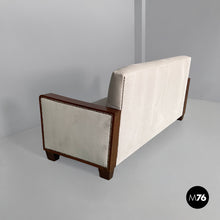 Load image into Gallery viewer, Sofa in wood and grey velvet, 1930s
