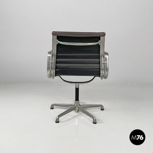 Dark grey leather office chair by Charles and Ray Eames for ICF, 1970s