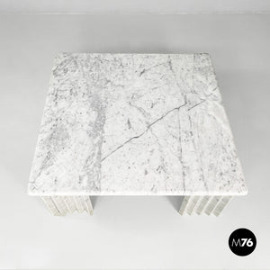 Rectangular coffe table in white marble by Carlo Scarpa, 1980s
