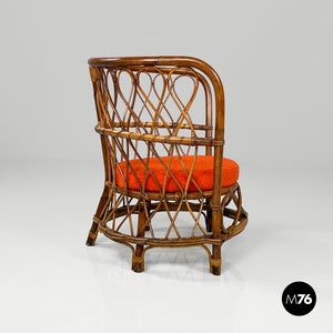 Rattan cockpit armchairs, 1970s