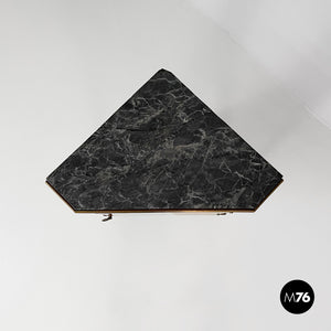 Corner wood consoles with black marble top, 1700s