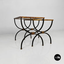 Load image into Gallery viewer, Stackable metal and glass coffee tables, 1940s
