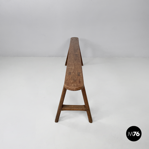 Narrow solid wood bench, 1930s