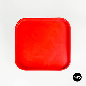 Red plastic modular chest of drawers by Anna Castelli for Kartell, 1970s