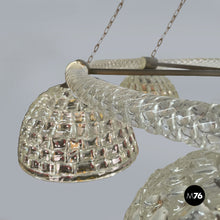 画像をギャラリービューアに読み込む, Glass and brass chandelier, 1930s

