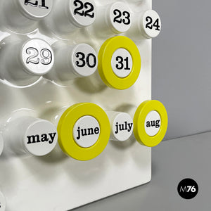 Yellow rings for the perpetual wall calendar by Ring A Date, 2020s