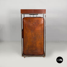 Load image into Gallery viewer, Wardrobe in brown leather and metal, 1980s
