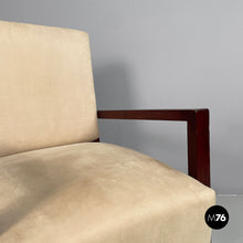 将图片加载到图库查看器，Armchair in wood and beige fabric, 1930s
