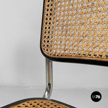将图片加载到图库查看器，Chair in black wood, straw and steel, 1960s

