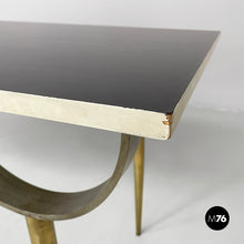 将图片加载到图库查看器，Console in wood and brass, 1980s
