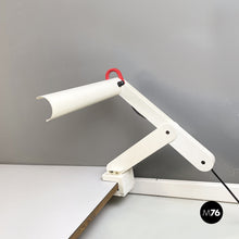 Carica l&#39;immagine nel visualizzatore di Gallery, Adjustable white metal table lamp with clamp, 1980s
