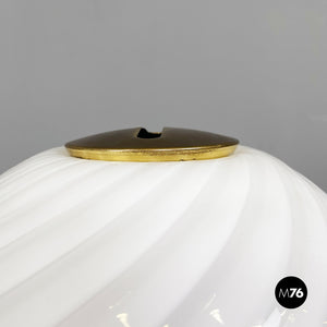 Table lamp in opaline Murano glass and brass, 1970s