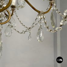 Carica l&#39;immagine nel visualizzatore di Gallery, Glass drop chandelier with brass structure, 1900-1950s
