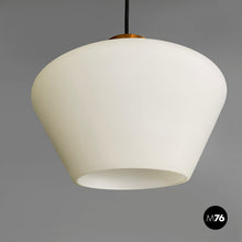 将图片加载到图库查看器，Three-light chandelier in glass and black metal, 1950s
