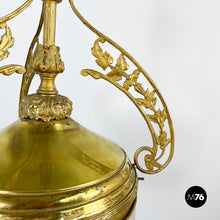 将图片加载到图库查看器，Chandelier in molded satin glass and brass, early 1900s
