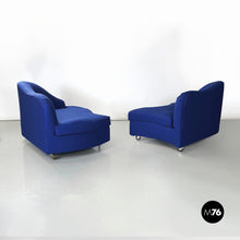 Load image into Gallery viewer, Modular rounded sofa in electric blue fabric by Maison Gilardino, 1990s
