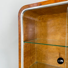 将图片加载到图库查看器，Asymmetrical wooden sideboard with glass display cabinet, 1920s
