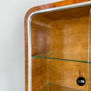 Asymmetrical wooden sideboard with glass display cabinet, 1920s