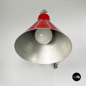 Pantograph wall lamp in red metal, 1960s