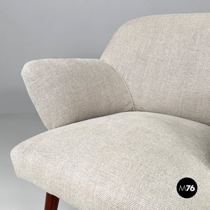 Armchairs in fabric and wood, 1940s