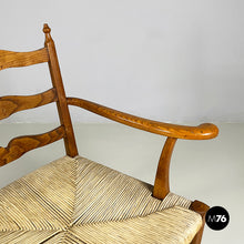 将图片加载到图库查看器，Armchairs in woven straw and wood, 1940s
