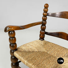 将图片加载到图库查看器，Armchairs in wood and straw, 1960s
