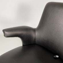 Load image into Gallery viewer, Armchairs in black leather and wood, 1960s
