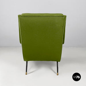 Armchairs in green fabric, 1950s