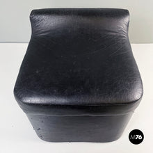 Charger l&#39;image dans la galerie, Stool in black faux leather, 1980s
