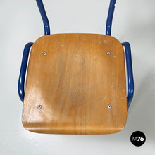 将图片加载到图库查看器，Chair in wood and blue metal, 1970s
