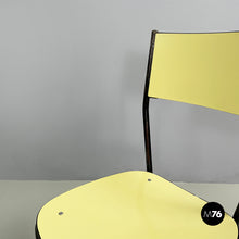 Charger l&#39;image dans la galerie, Chair in light yellow laminate and black metal, 1960s
