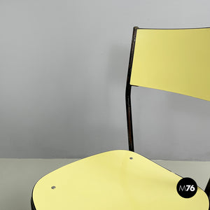 Chair in light yellow laminate and black metal, 1960s